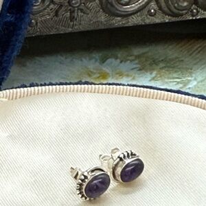 Vintage dainty amethyst sterling earrings